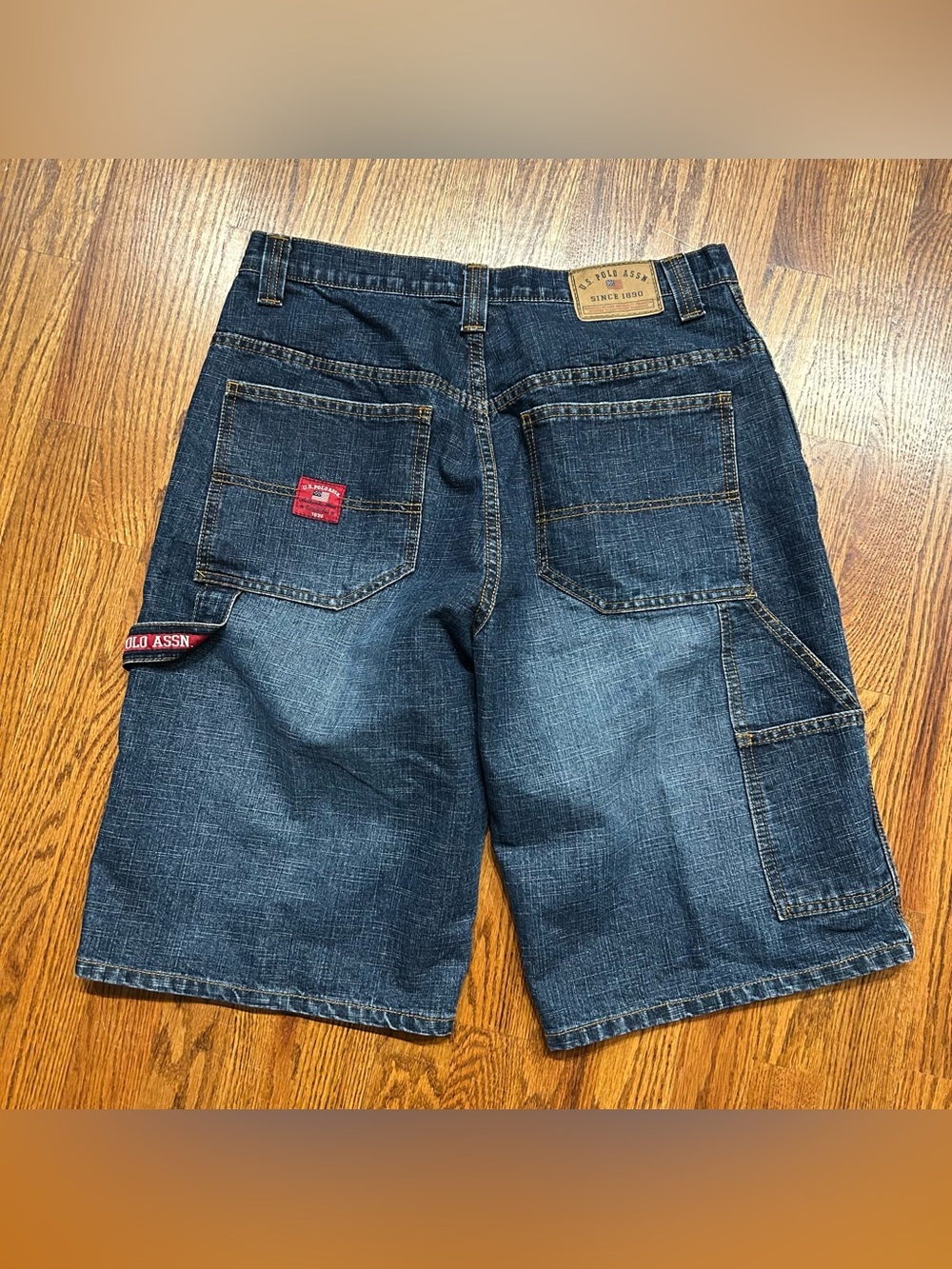 Y2K US Polo Assn Dark Wash Carpenter Jorts Baggy Skater Size 32x13 Men’s Denim